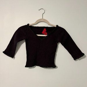 Women's BCBG 100% Wool Black Cropped 3/4" Long Sleeve